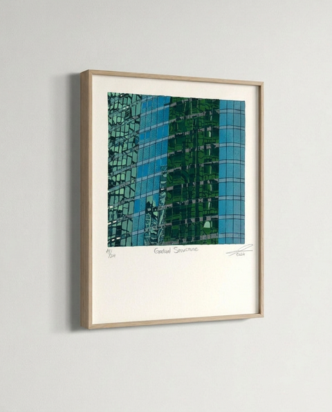 Gradual Structure - Linocut Print (Framed)