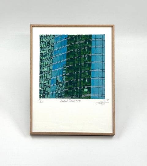 Gradual Structure - Linocut Print (Framed)