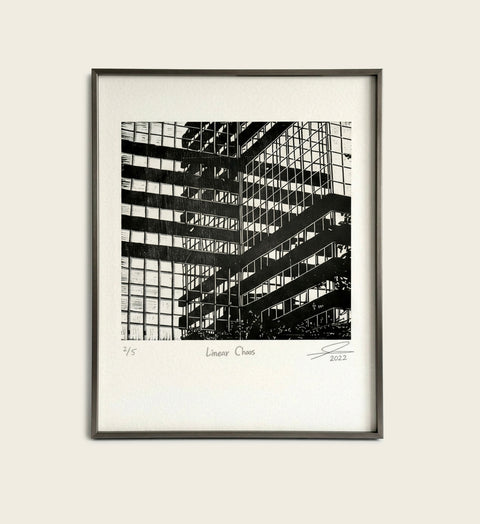 Linear chaos - Woodcut Print (Framed)