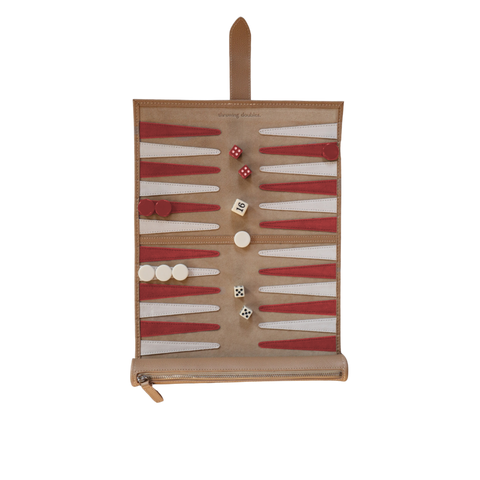 Premium Leather Roll-Up Travel Backgammon Set