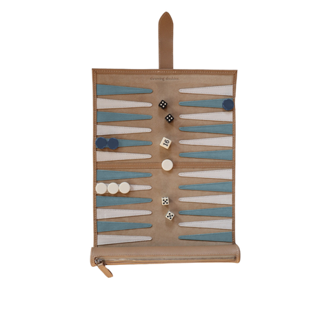 Premium Leather Roll-Up Travel Backgammon Set