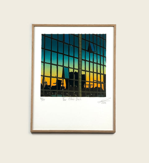 The Glass Dusk - Linocut Print (Framed)