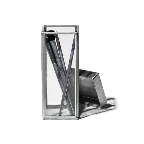 Glass Box with Recycle Steel Lid / Pen Stand